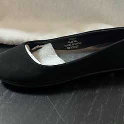 Girls Black Dress  Suede Flats 