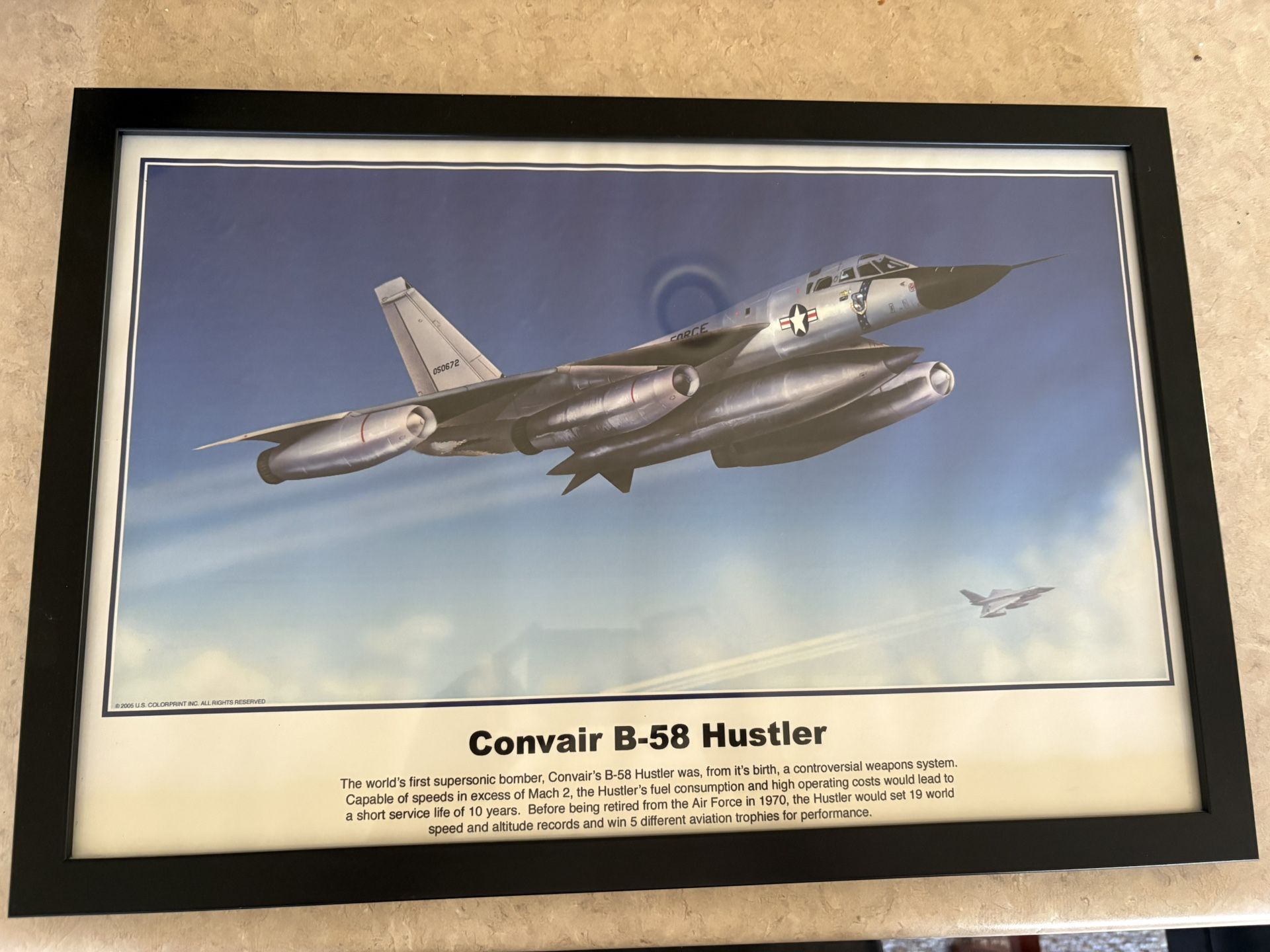 B-58 framed art 13”H X 19”L