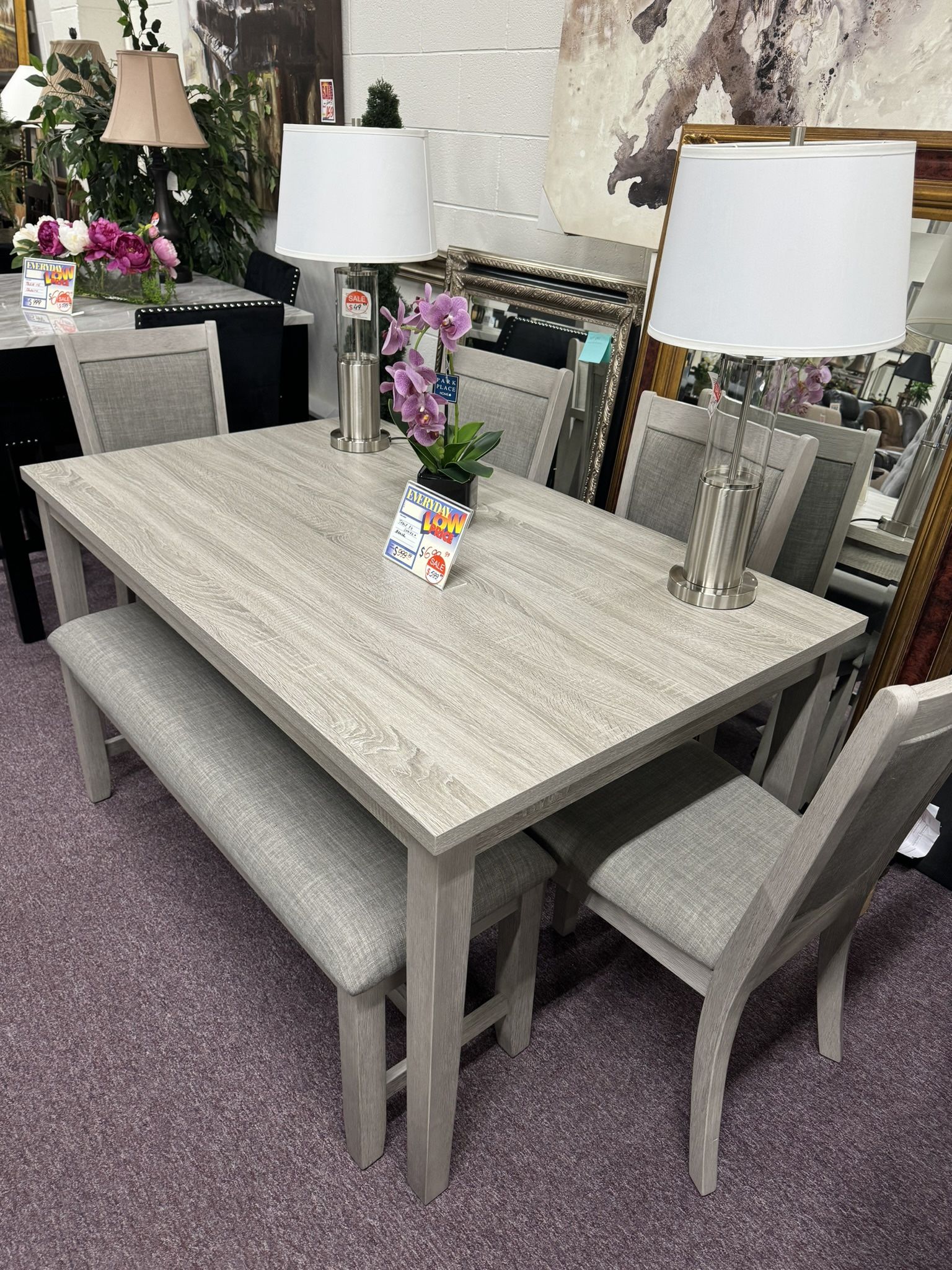 40% SALE! Table, 4 Chairs And Bench