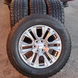 2022 OEM CHEVY TIRES AND WHEELS GMC SIERRA DENALI 20 INCH TIRES YOKOHAMA GEOLANDAR ALL-TERRAIN 99  % $ 1650 