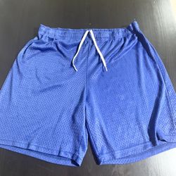 Blue Mesh Basketball Shorts Fitness Training Exercise Gym Casual 