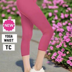 NEW Womens Pink Capri Leggings Soft As Lularoe OS/TC