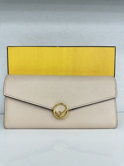 Fendi f Beige pink wallet 