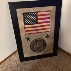Marine Plaque And Flag 