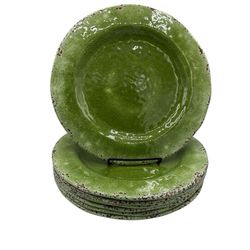 Pier 1 Green Crackle Melamine Plates Set of 8