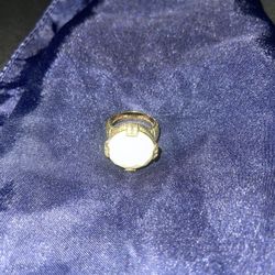 Judith Ripka 925 cz Thailand Gold Ring with Agate 