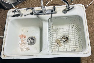 Double Basin Kitchen Sink with Faucet