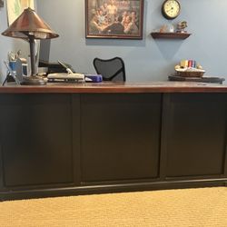 Desk, Filing Cabinet And Bookshelf 