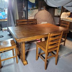 Tall Wooden kitchen table And chairs