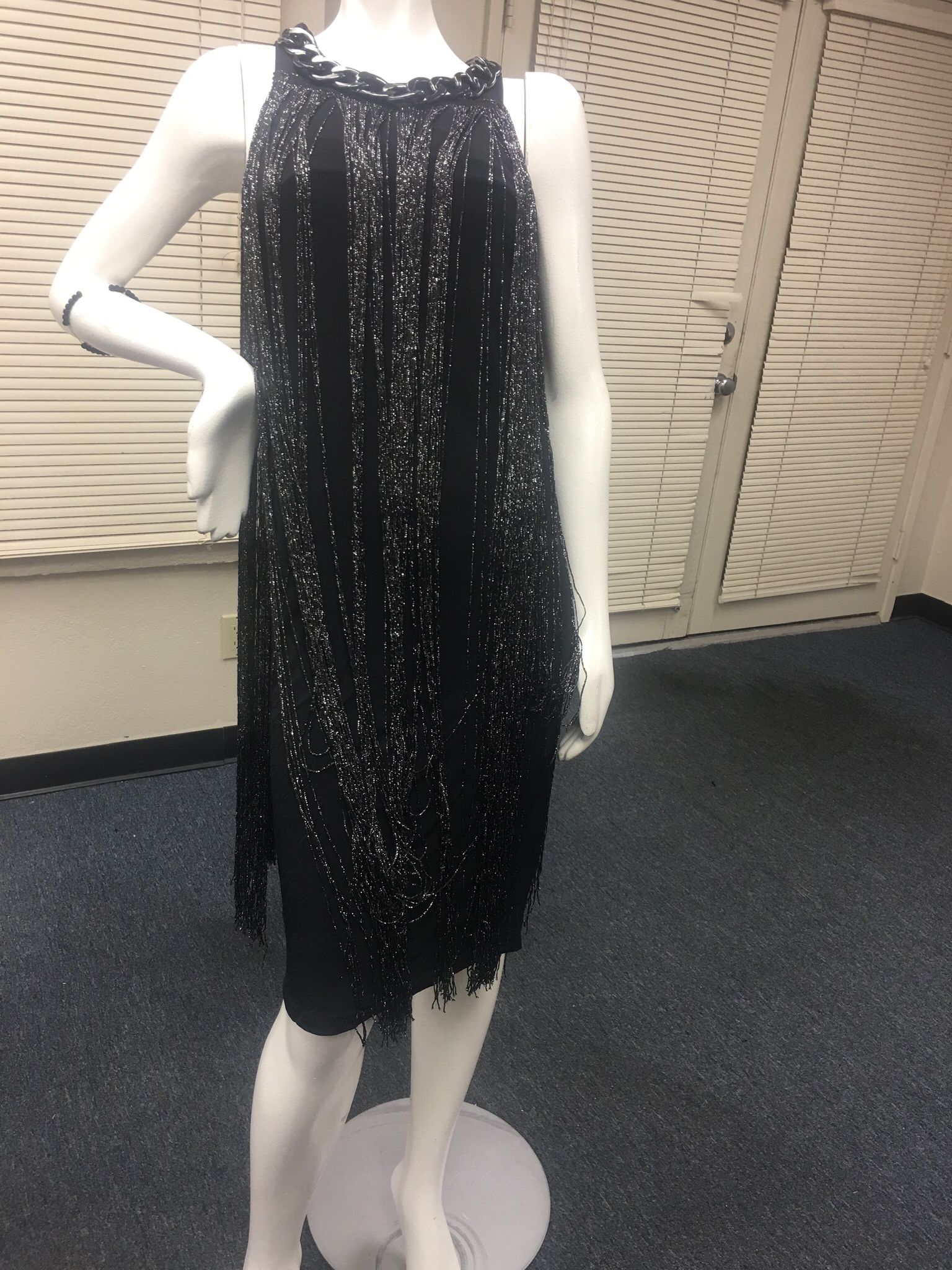 K. Jordan Black & Silver Flashy Dress - Size Medium