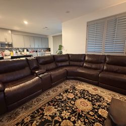Luxury brown leather sectional
