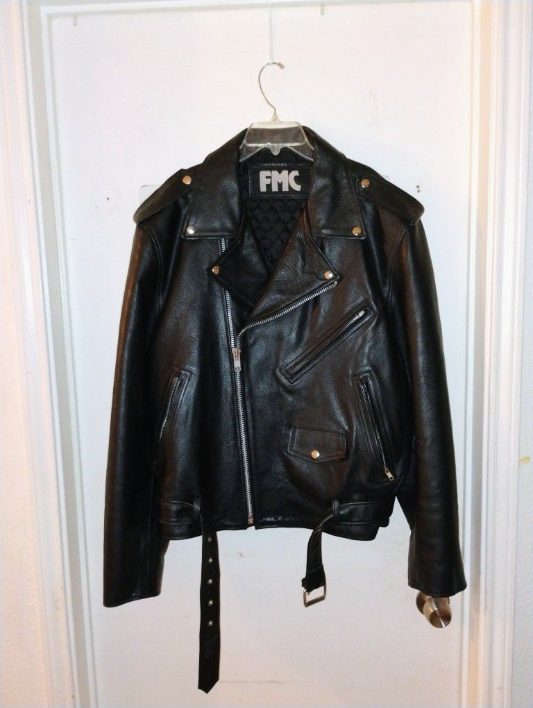 Mens Black Leather Motorcycle Jacket 