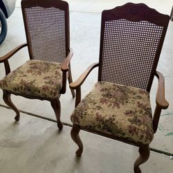 FREE 2 Wooden Cane Back Chairs Floral Fabric 