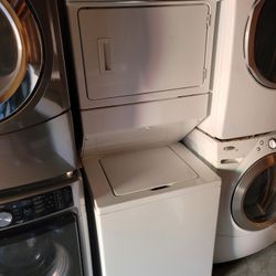 Whirlpool 27" Wide Apartment Size Top Load Washer With Agitator Heavy Duty Transmission Powered And Gas Dryer Laundry Center Stacked Single Unit Stack
