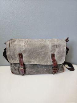 ONA The Union Street Camera & Laptop Messenger Bag – Smoke Waxed Canvas & Brown Leather