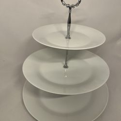 Three Tiered Ceramic appetizers/dessert Display Server