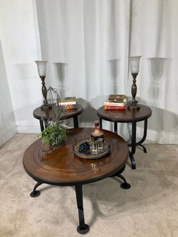 Ashley Furniture Rustic Industrial Coffee Table Set of 3