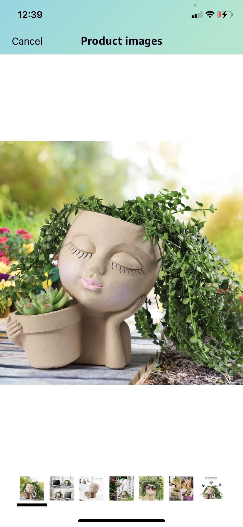 Face Planter Pot - Double Flower Pots in One for Indoor Outdoor Plants Resin Head Planter