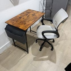 Compact Desk w/ Storage Pocket — Good Condition