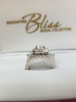 Silver wedding set with cz stones.