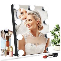 NEW! Vanity Mirror with Lights, Baban Hollywood Makeup Mirror with Dimmable LED with Lights 3 Colors Light Detachable 10X Magnification Touch Control