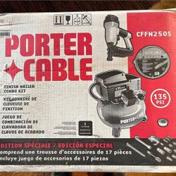 17 Piece Porter Cable Finish Nailer Kit / Air Compressor