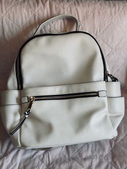 White Faux Leather Mini Backpack