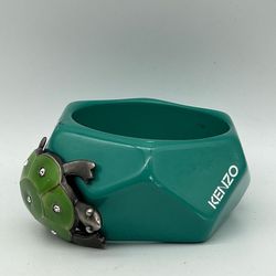 KENZO 2009 Imposing Resin Bangle Bracelet with a Turtle and Swarovski Crystals