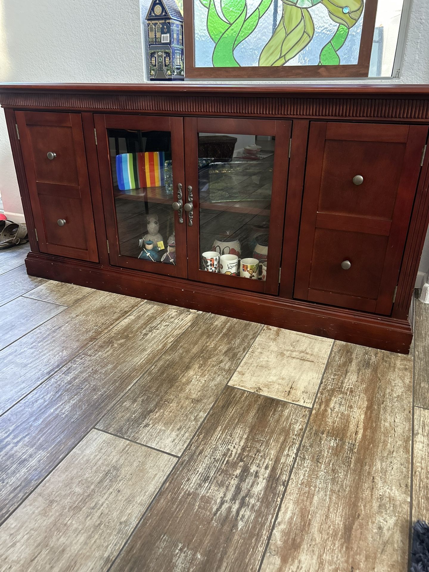 Wood TV Console Stand with Storage