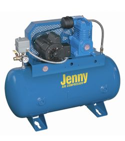 JENNY Fire Sprinkler Air Compressor: 1.5 hp, 1 Stage, Horizontal, 30 gal, 10.9 cfm, 40 psi Item 31LC93 Mfr. Model K15S-30UMS-1151