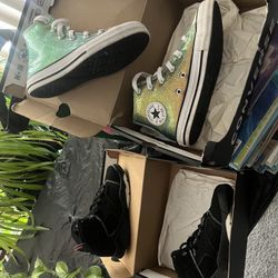 Jordan’s And (Converse Glitter Color)..Size 1 Big kids..$50 & $55..