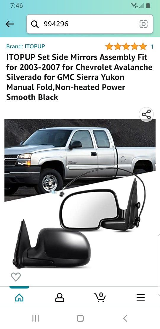 2003-2007 Chevrolet Avalanche,Silverado, GMC Sierra Yukon Mirrors