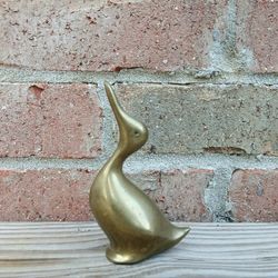 Vintage Small Solid Brass (Heads Up) Duck Figurine 