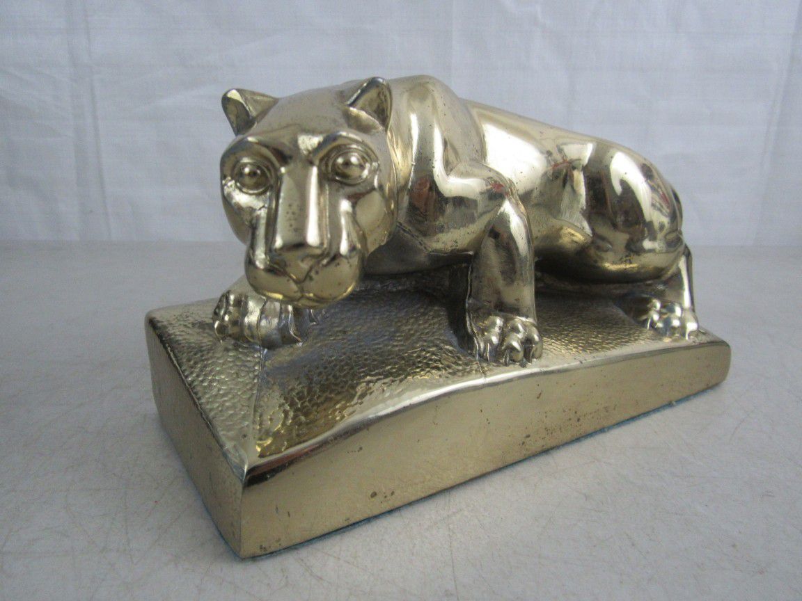 Brass Plated Panther Mid Century Modern Cast Aluminum Statue 8" Length


