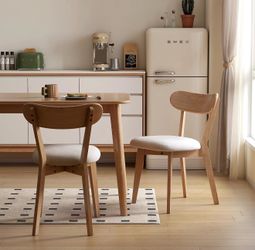 Set of 2 Solid Wood Dining Chairs