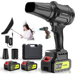 Cordless Leaf Blower, 600000RPM Handheld Leaf Blower with 2 X 4.0Ah Batteries & Charger, Lightweight Leaf Blowers for Patio Cleaning, Lawn Care, Leave