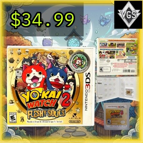 Yo-Kai Watch 2: Fleshy Souls (Nintendo 3DS, 2016)