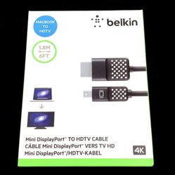 BELKIN Mini Display Port to HDMI 6' Cable MacBook To HDTV 4K 6ft 1.8m