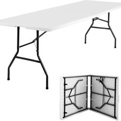 Y212-Folding Half Portable Foldable Table for Parties Backyard Events (White, 6 FT 70 * 29) (White, 8 FT)