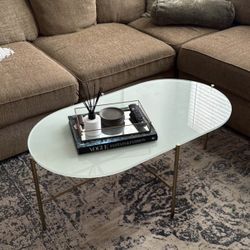 Coffee Table (Glass Top, Brass Base)
