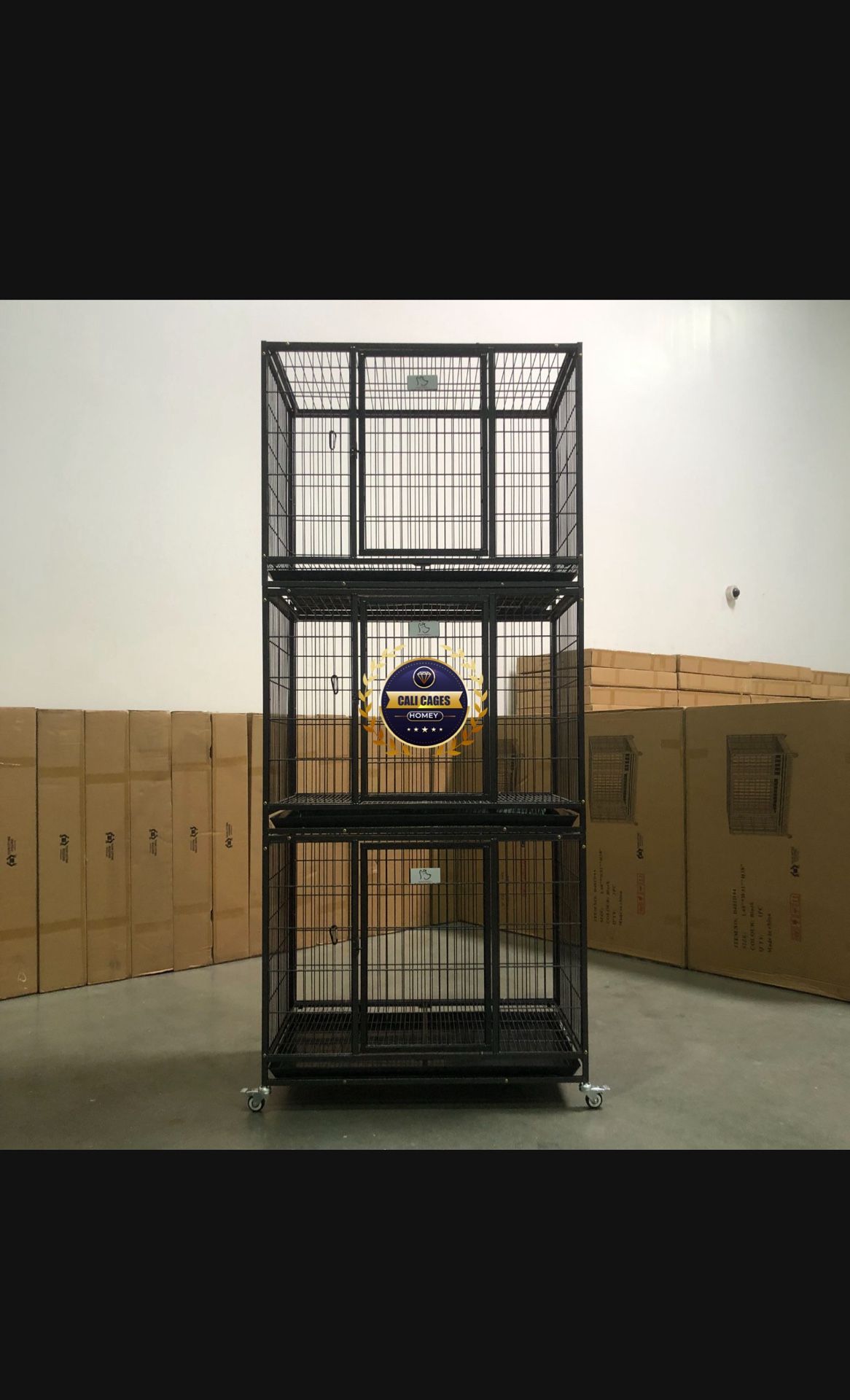 Triple Stacked Dog Pet Cage Kenenl Size 37” Medium With Metal Grid And Tray New In Box 📦 