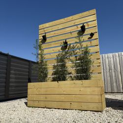 Modern Privacy Screen & Large Planter Box - Outdoor Trellis, Custom size.