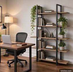 Industrial 5-Tier Bookcase