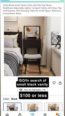 ISO Small Black Desk Vanity