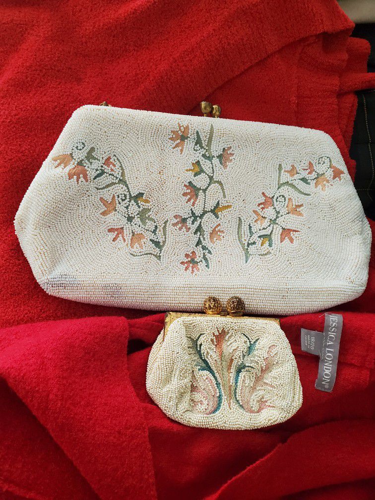 Old Beaded Made In Belgium Walborg Purse With Matching Change Purse 