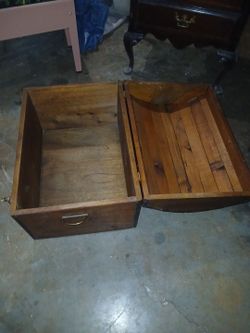 Vintage Wooden Storage Trunk with Brass Handle