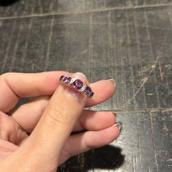 Sliver Ring With purple sapphires and small diamonds