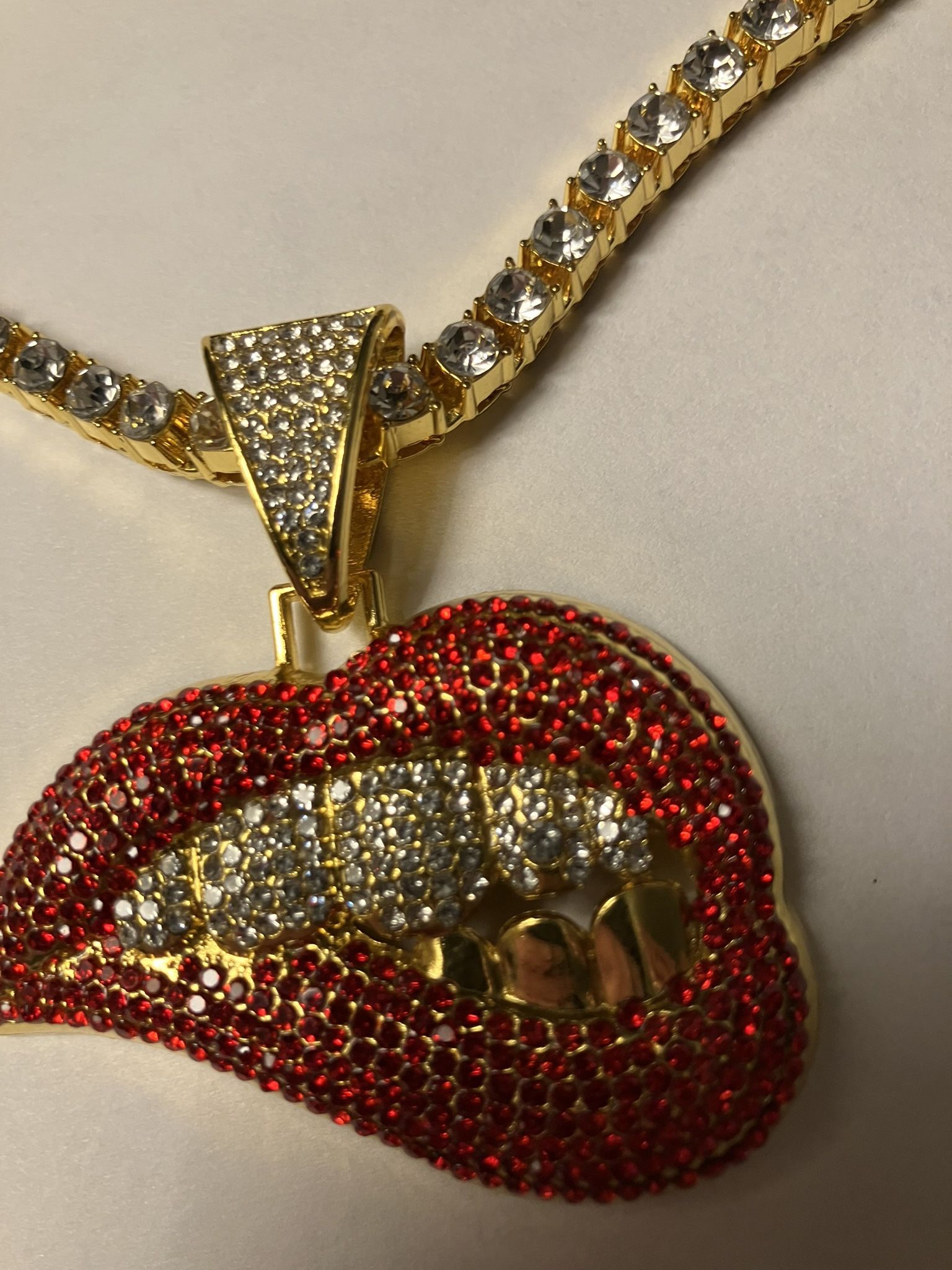 Brand New Gold Mouth With Grill Necklace