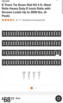 E Track Tie Down Rail Kit 5 ft. Steel Rails Heavy Duty E track Rails with Screws Loads Up to 2000 Ibs. (4- Pack)