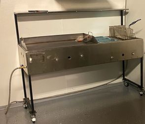 Stainless Steel Taco Cart/Cooking grill with  A Basket Deep Fryer